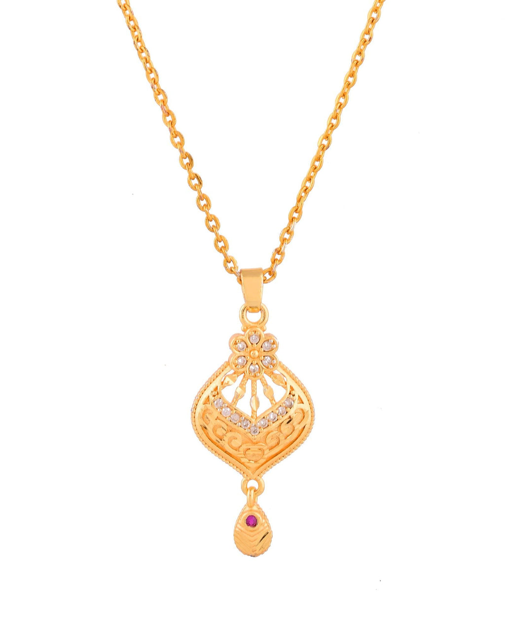 Jewels Nest Gold-Plated Floral Pendant Necklace Set With Matching Drop Earrings For Women