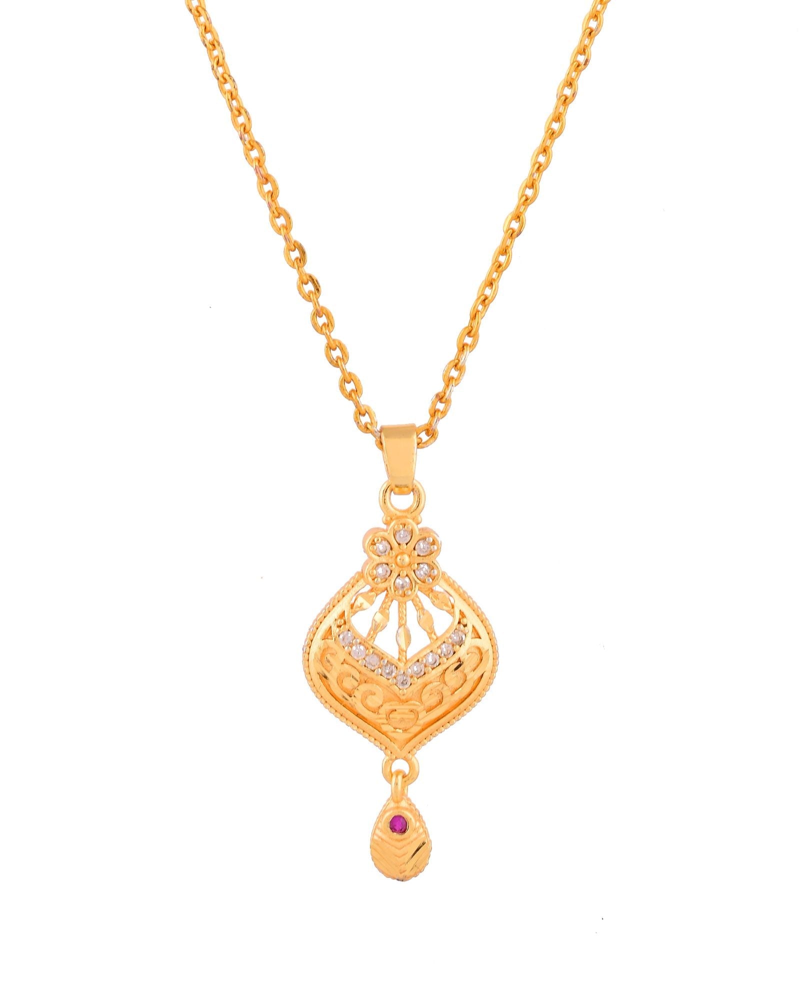 Jewels Nest Gold-Plated Floral Pendant Necklace Set With Matching Drop Earrings For Women