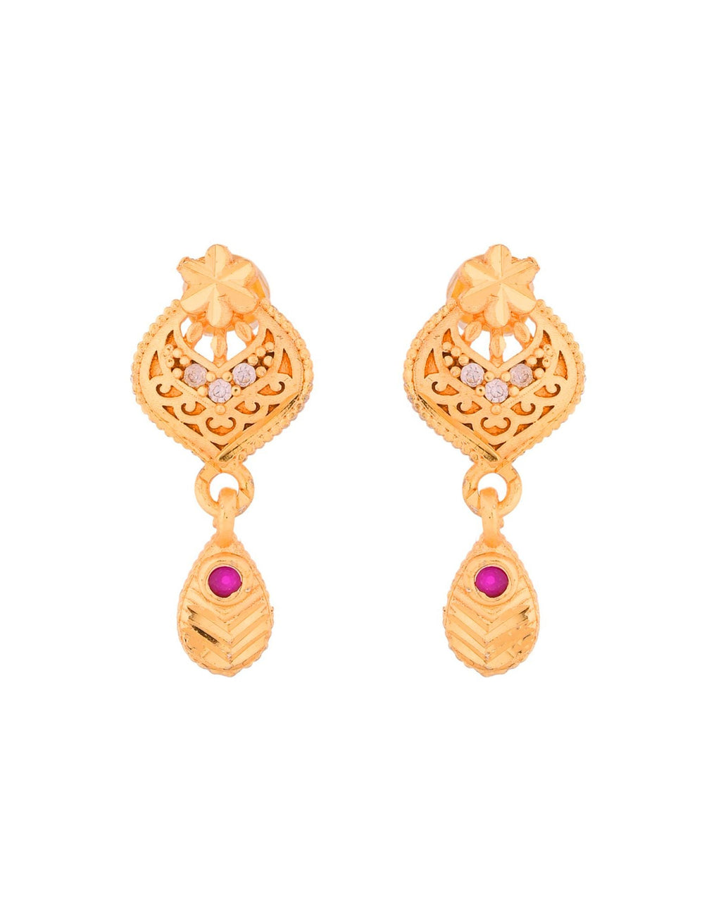 Jewels Nest Gold-Plated Floral Pendant Necklace Set With Matching Drop Earrings For Women