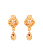 Jewels Nest Gold-Plated Floral Pendant Necklace Set With Matching Drop Earrings For Women