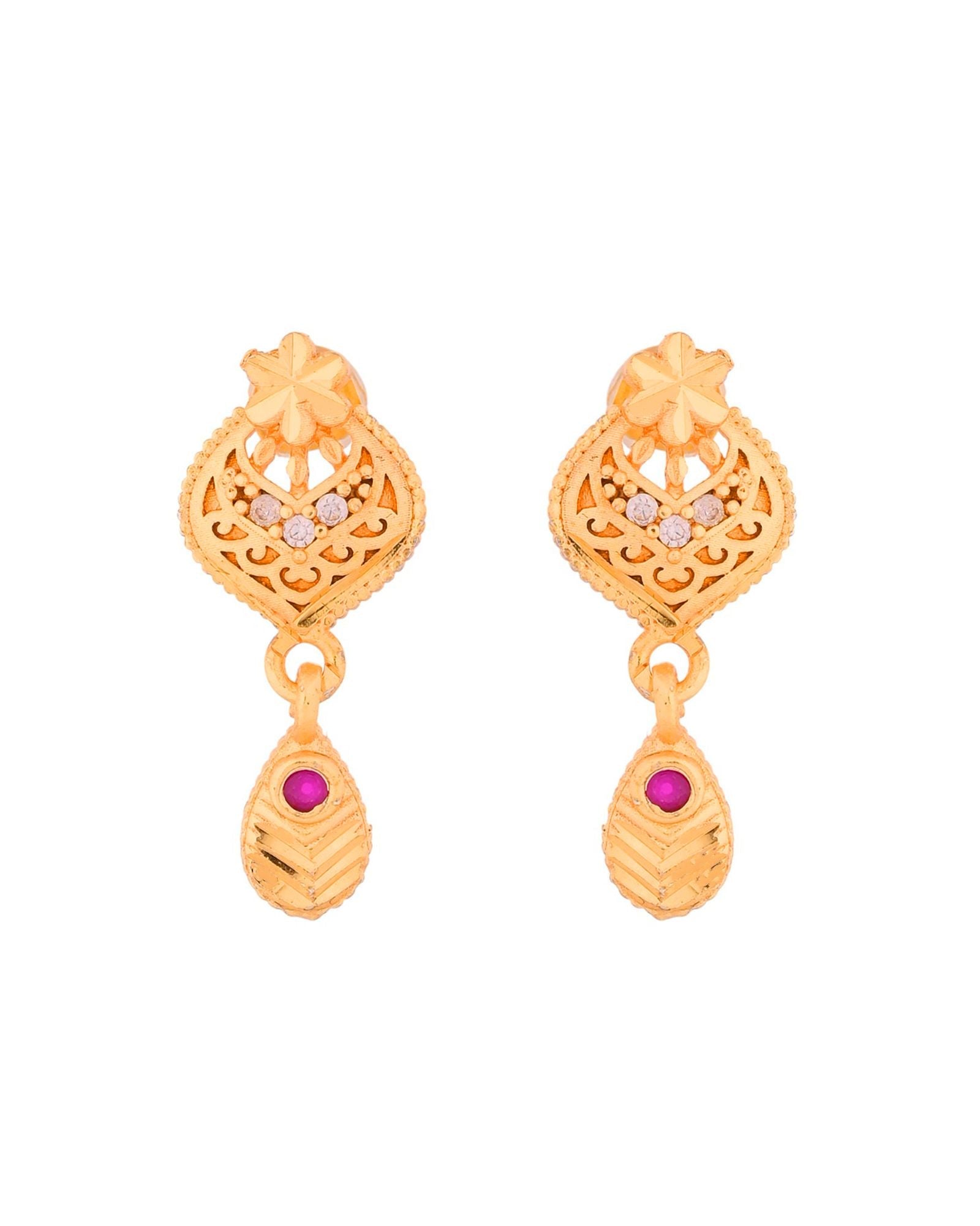 Jewels Nest Gold-Plated Floral Pendant Necklace Set With Matching Drop Earrings For Women