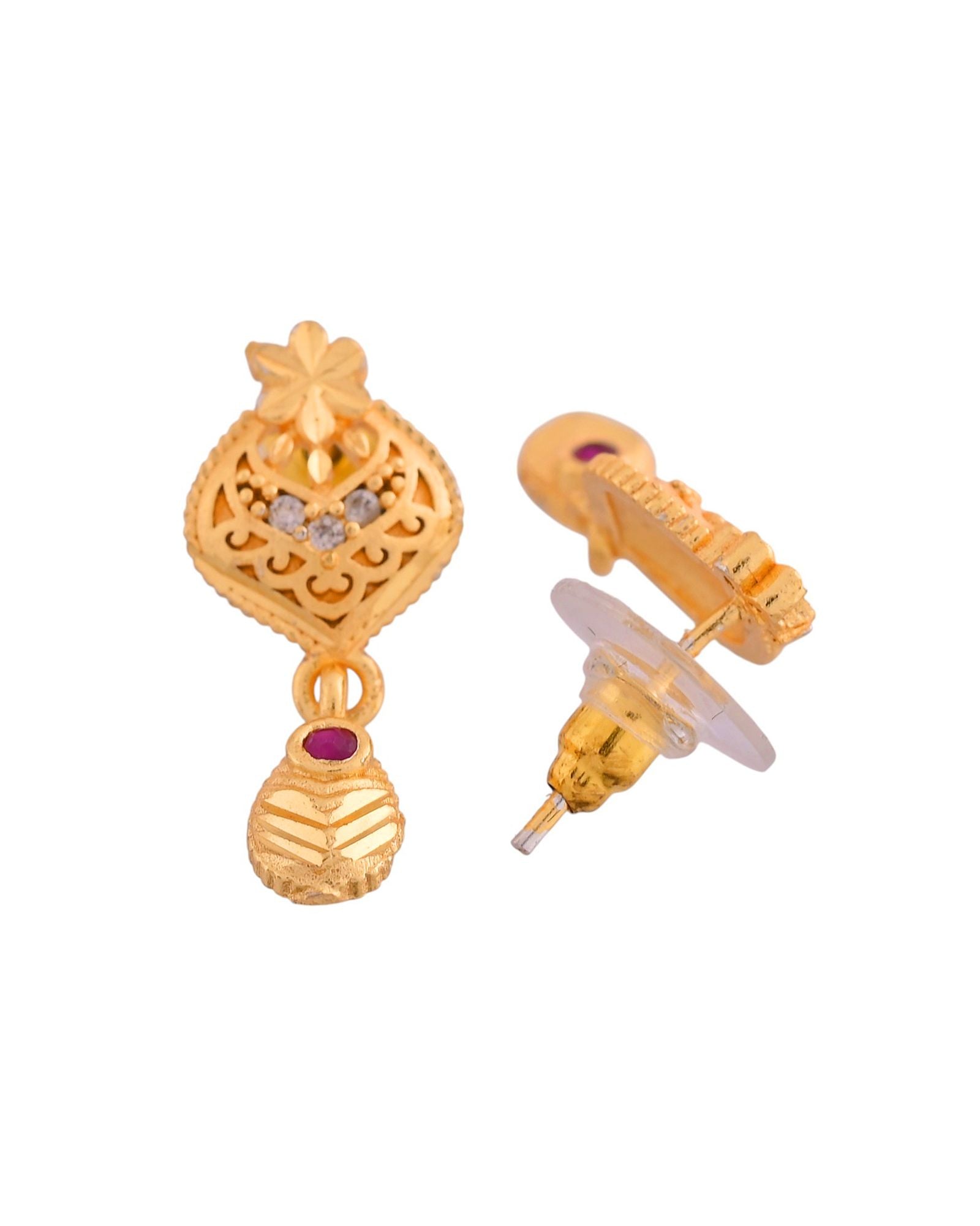 Jewels Nest Gold-Plated Floral Pendant Necklace Set With Matching Drop Earrings For Women