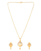 Jewels Nest Gold-Plated Heart Motif Pendant Necklace Set With Matching Earrings For Women