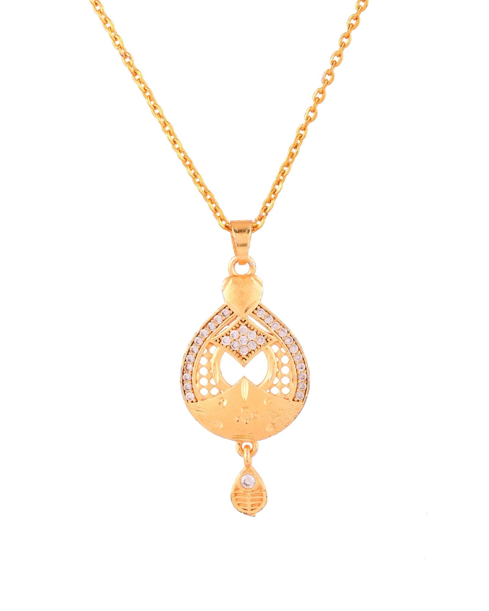 Jewels Nest Gold-Plated Heart Motif Pendant Necklace Set With Matching Earrings For Women