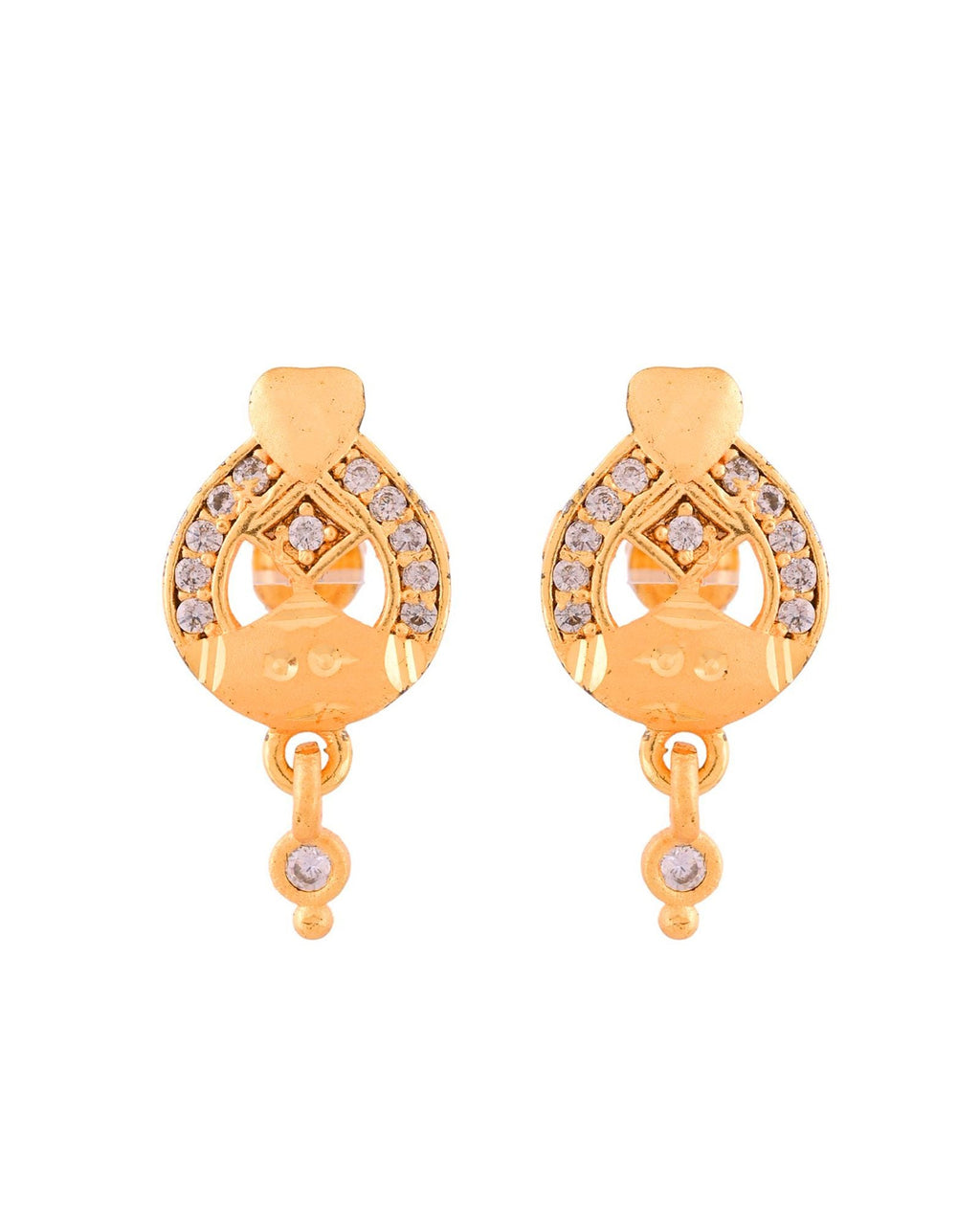 Jewels Nest Gold-Plated Heart Motif Pendant Necklace Set With Matching Earrings For Women