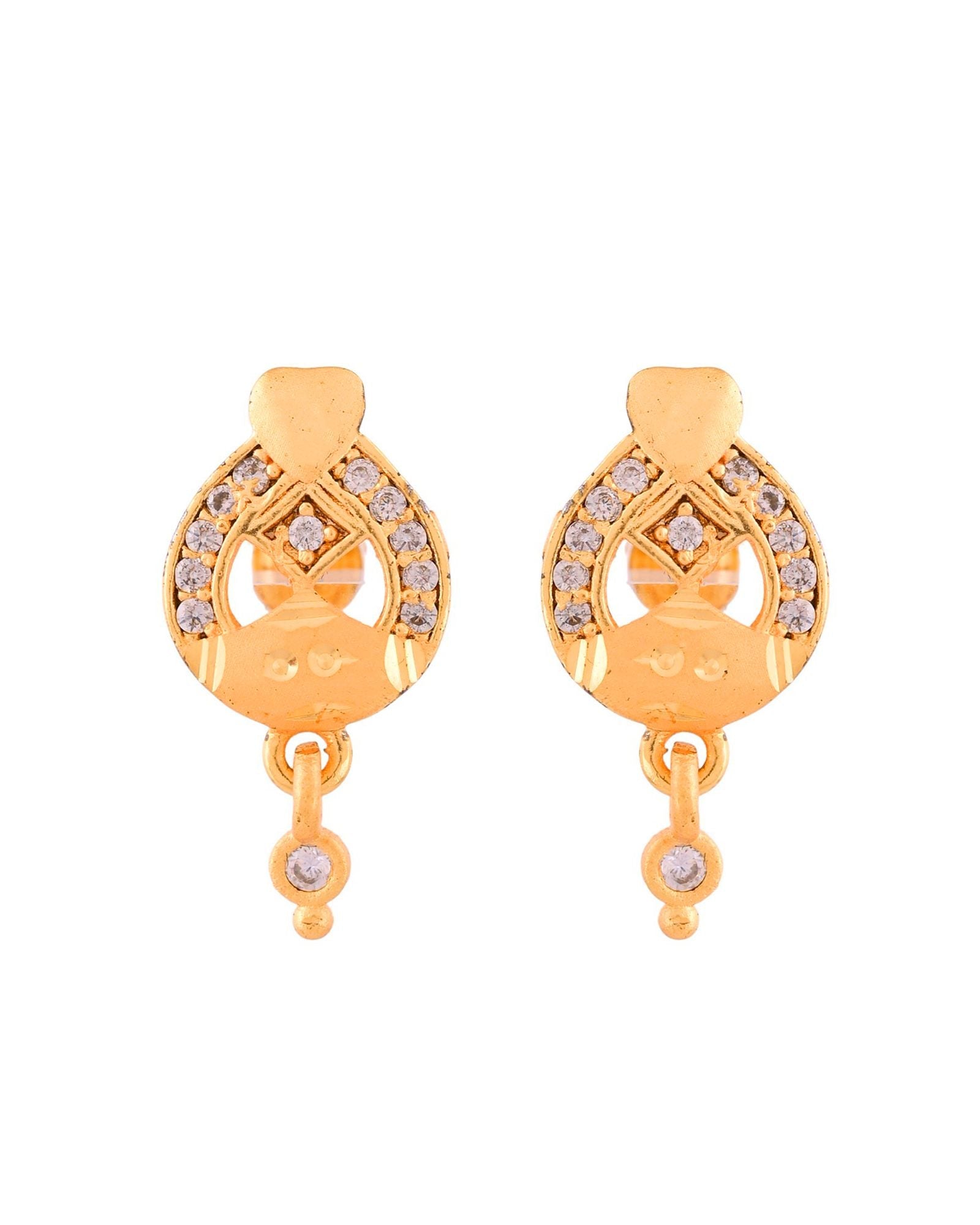 Jewels Nest Gold-Plated Heart Motif Pendant Necklace Set With Matching Earrings For Women