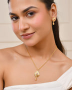 Jewels Nest Gold-Plated Teardrop Pendant Necklace Set With Matching Earrings For Women