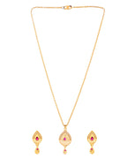 Jewels Nest Gold-Plated Teardrop Pendant Necklace Set With Matching Earrings For Women
