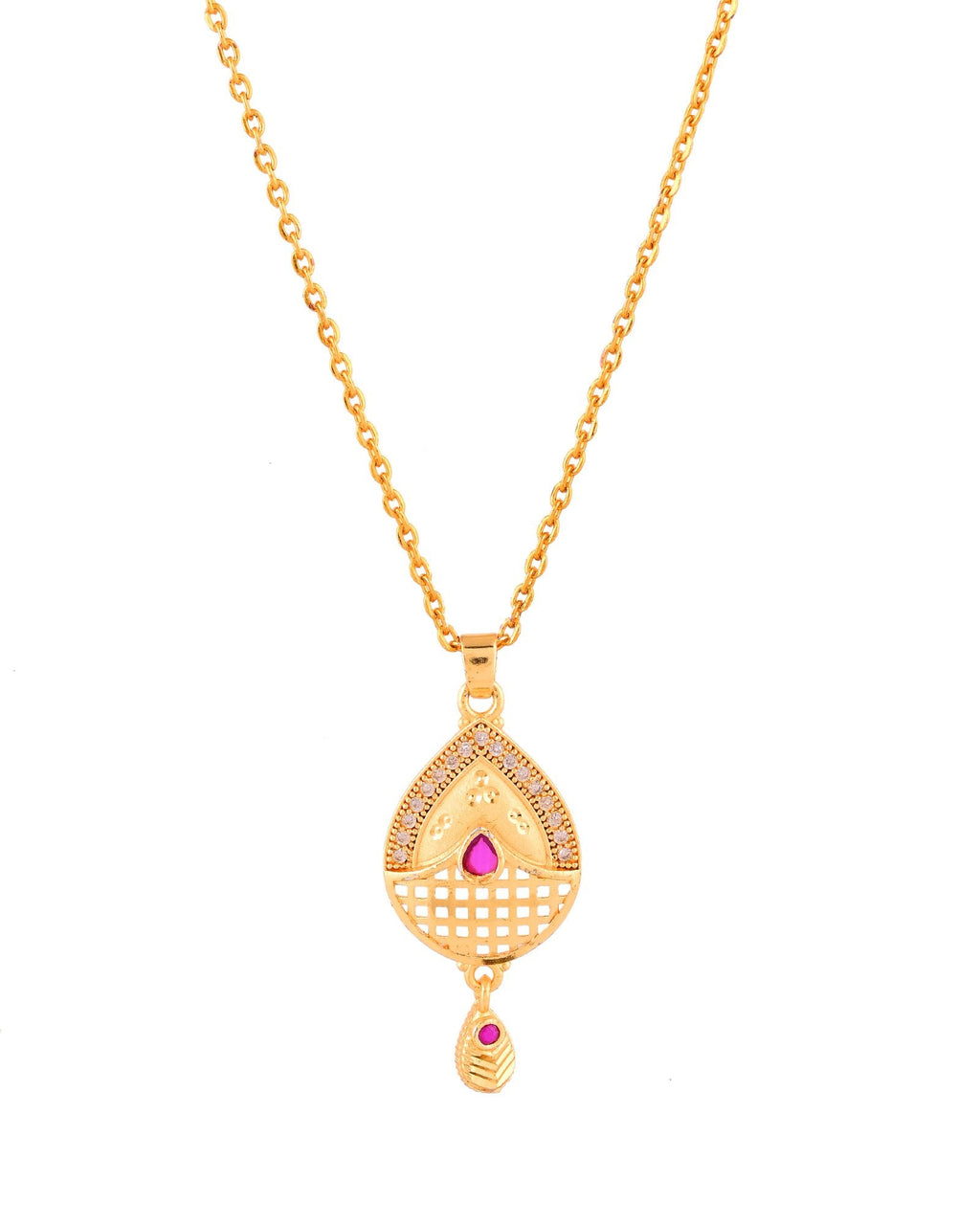Jewels Nest Gold-Plated Teardrop Pendant Necklace Set With Matching Earrings For Women