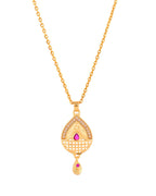 Jewels Nest Gold-Plated Teardrop Pendant Necklace Set With Matching Earrings For Women