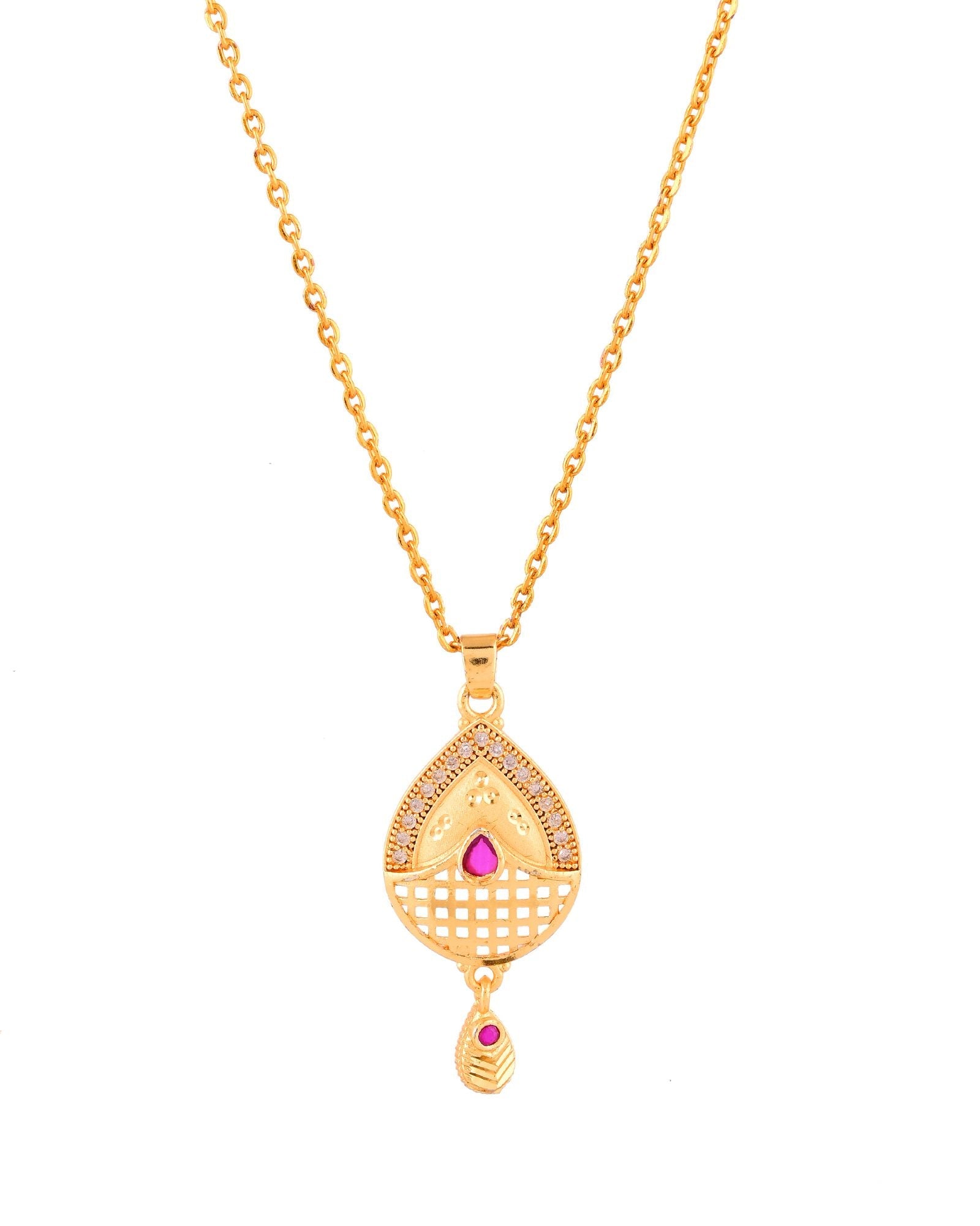 Jewels Nest Gold-Plated Teardrop Pendant Necklace Set With Matching Earrings For Women