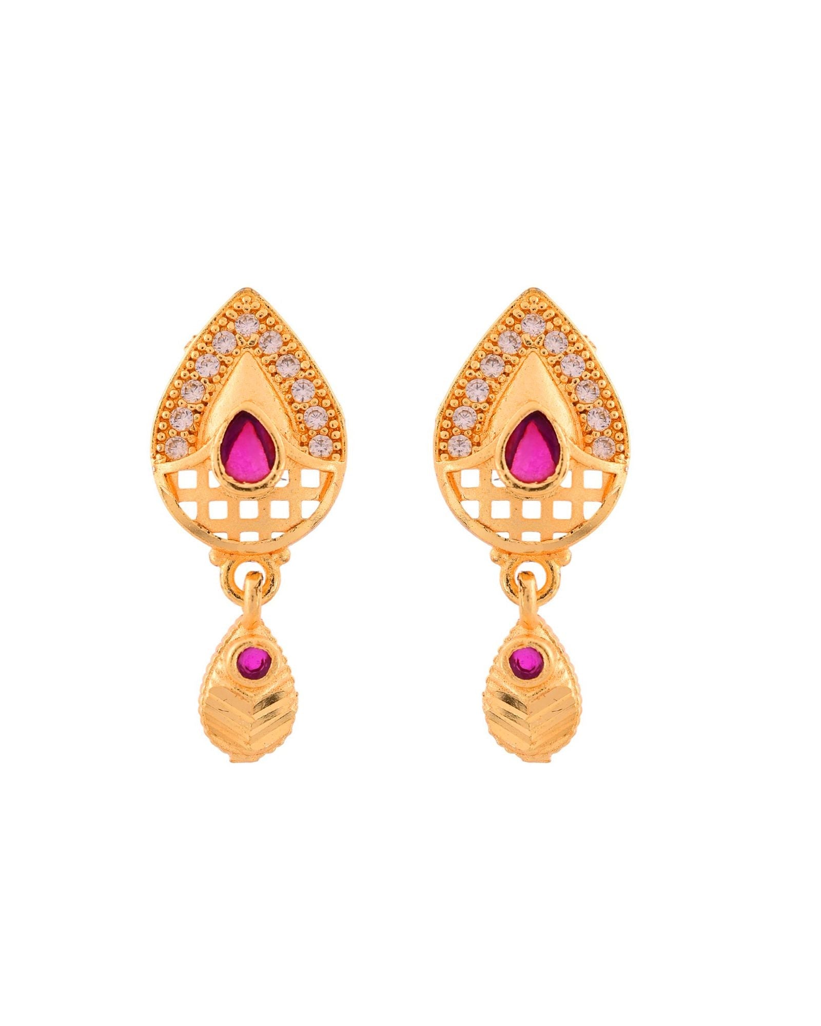 Jewels Nest Gold-Plated Teardrop Pendant Necklace Set With Matching Earrings For Women