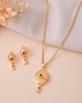 Jewels Nest Gold-Plated Teardrop Pendant Necklace Set With Matching Earrings For Women