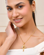 Jewels Nest Gold-Plated Designer Pendant Necklace Set With Matching Drop Earrings For Women