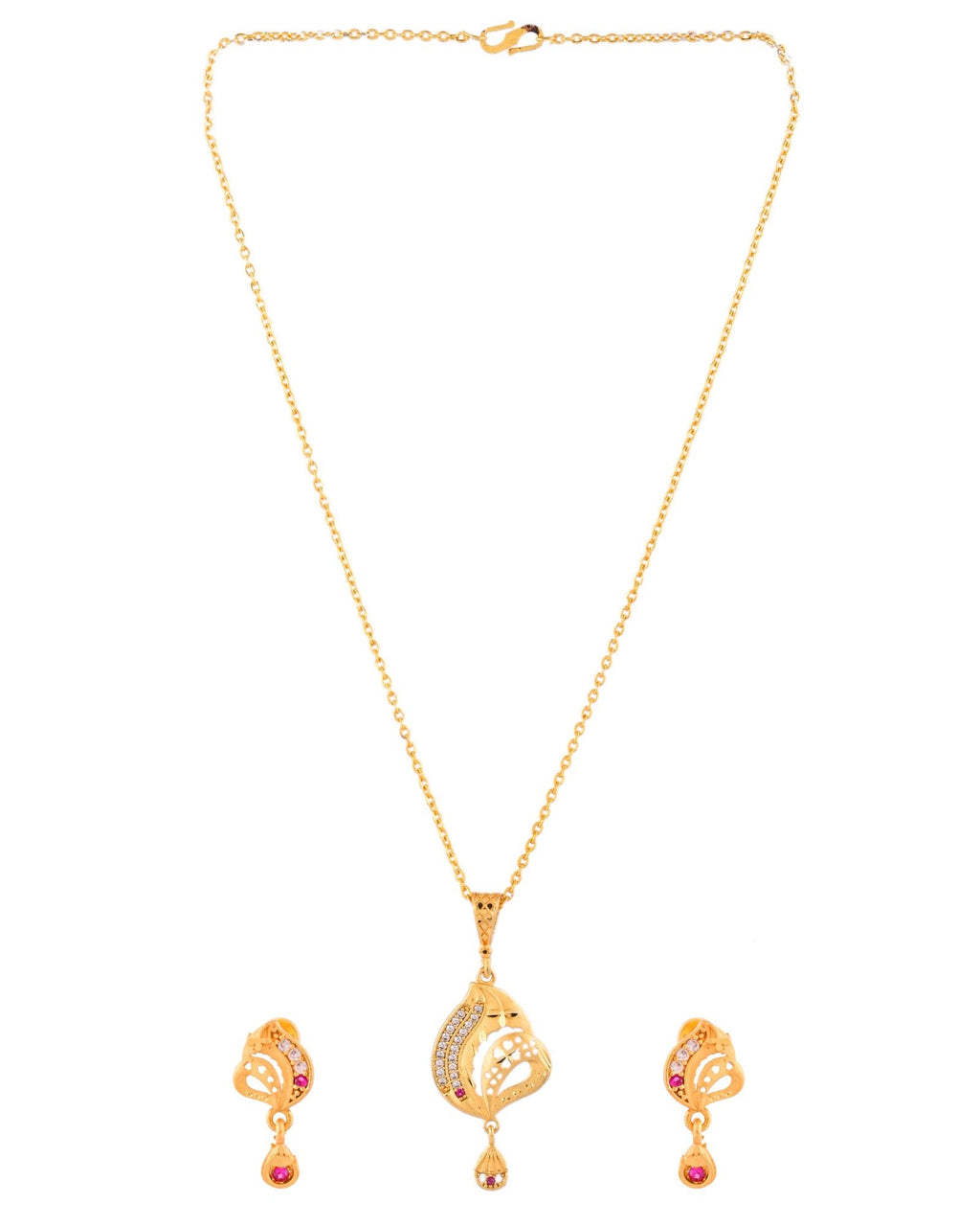 Jewels Nest Gold-Plated Designer Pendant Necklace Set With Matching Drop Earrings For Women