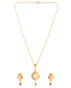 Jewels Nest Gold-Plated Designer Pendant Necklace Set With Matching Drop Earrings For Women