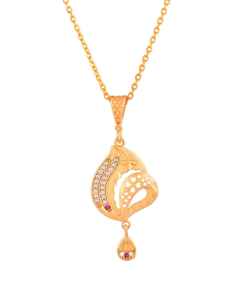 Jewels Nest Gold-Plated Designer Pendant Necklace Set With Matching Drop Earrings For Women