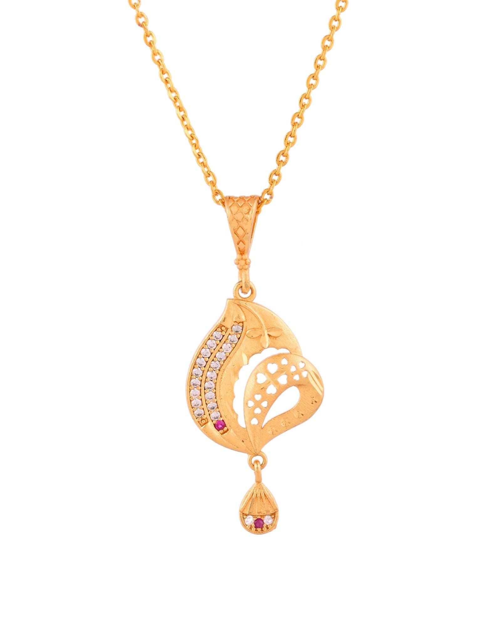 Jewels Nest Gold-Plated Designer Pendant Necklace Set With Matching Drop Earrings For Women