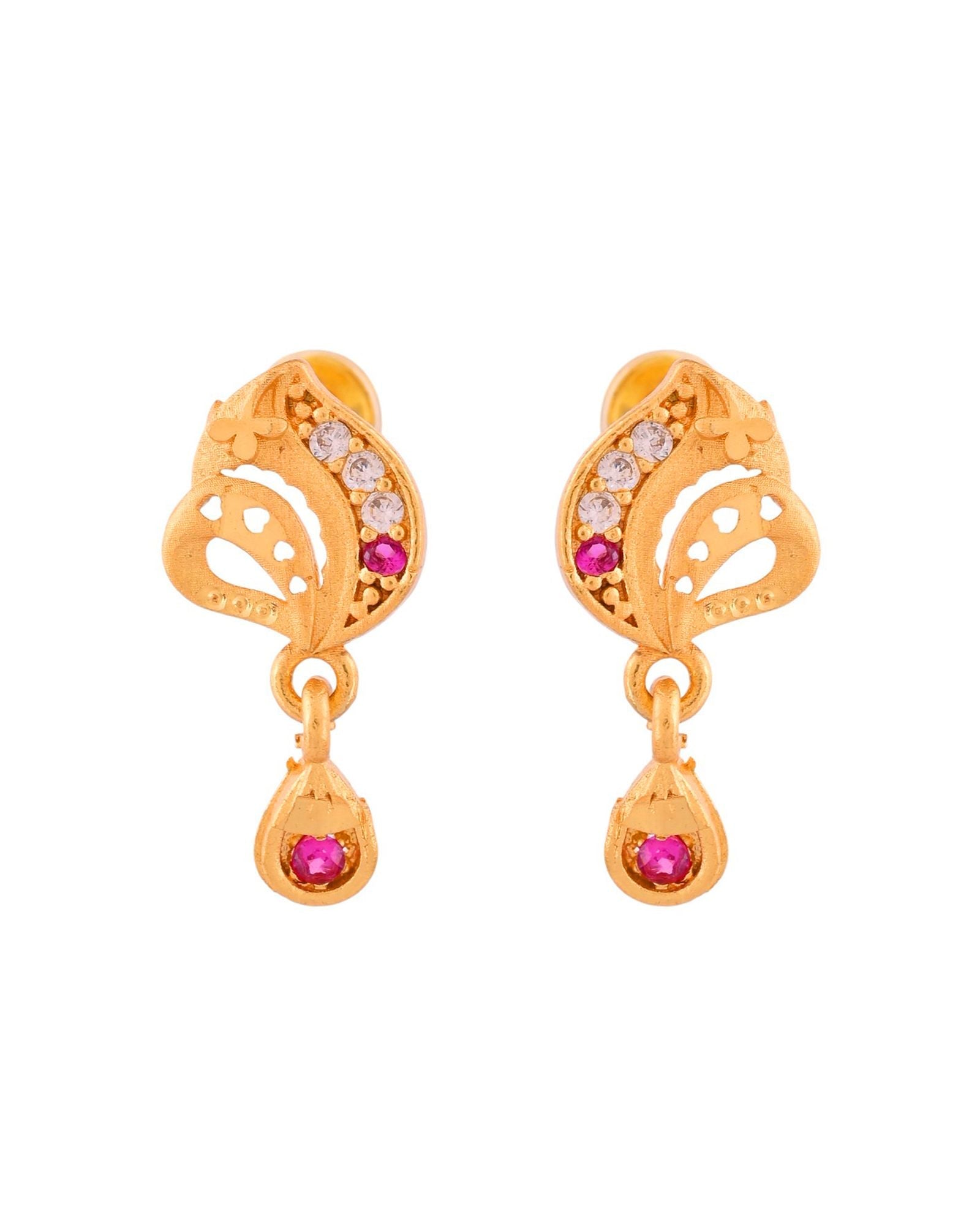 Jewels Nest Gold-Plated Designer Pendant Necklace Set With Matching Drop Earrings For Women