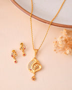 Jewels Nest Gold-Plated Designer Pendant Necklace Set With Matching Drop Earrings For Women