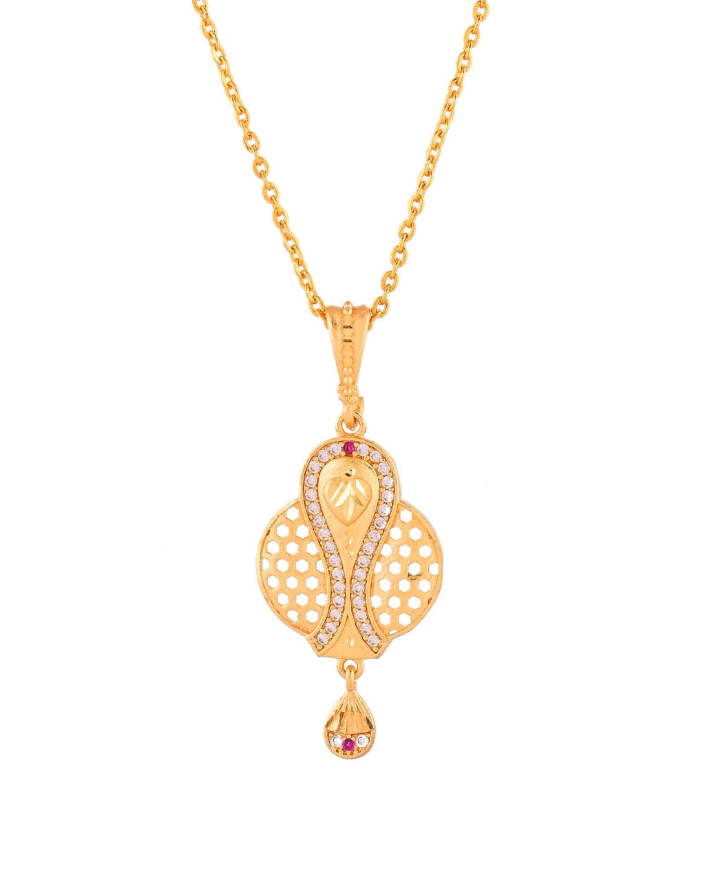 Jewels Nest Gold-Plated Honeycomb Design Pendant Necklace Set With Matching Earrings For Women