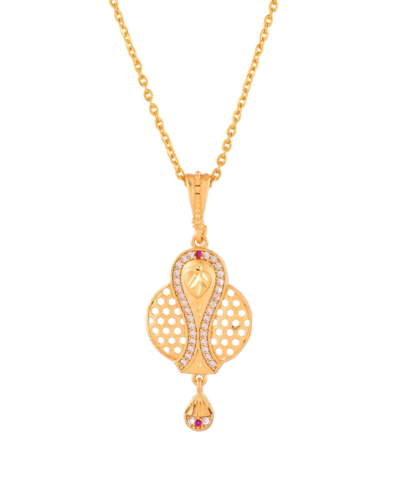 Jewels Nest Gold-Plated Honeycomb Design Pendant Necklace Set With Matching Earrings For Women