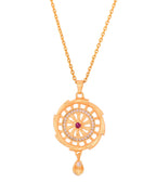 Jewels Nest Gold-Plated Circular Stone Pendant Necklace Set With Matching Earrings For Women
