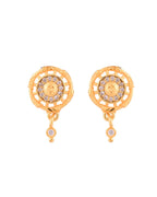 Jewels Nest Gold-Plated Circular Stone Pendant Necklace Set With Matching Earrings For Women