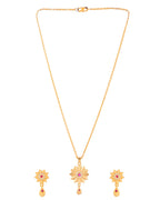Jewels Nest Gold-Plated Sunburst Pendant Necklace Set With Matching Earrings For Women