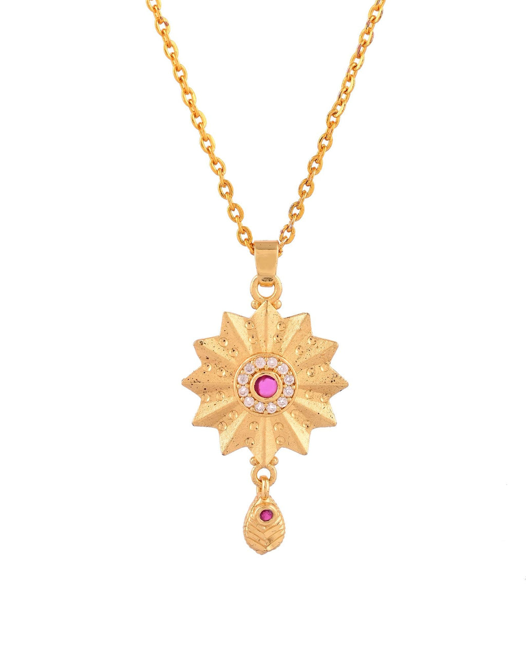Jewels Nest Gold-Plated Sunburst Pendant Necklace Set With Matching Earrings For Women