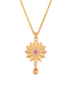 Jewels Nest Gold-Plated Sunburst Pendant Necklace Set With Matching Earrings For Women