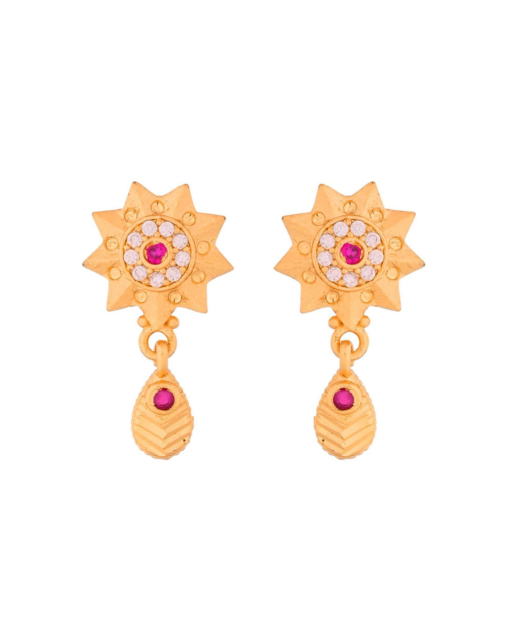 Jewels Nest Gold-Plated Sunburst Pendant Necklace Set With Matching Earrings For Women