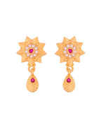 Jewels Nest Gold-Plated Sunburst Pendant Necklace Set With Matching Earrings For Women
