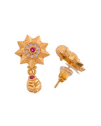 Jewels Nest Gold-Plated Sunburst Pendant Necklace Set With Matching Earrings For Women