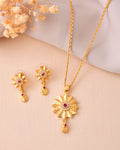 Jewels Nest Gold-Plated Sunburst Pendant Necklace Set With Matching Earrings For Women