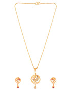 Jewels Nest Gold-Plated Crescent Motif Pendant Necklace Set With Matching Earrings For Women