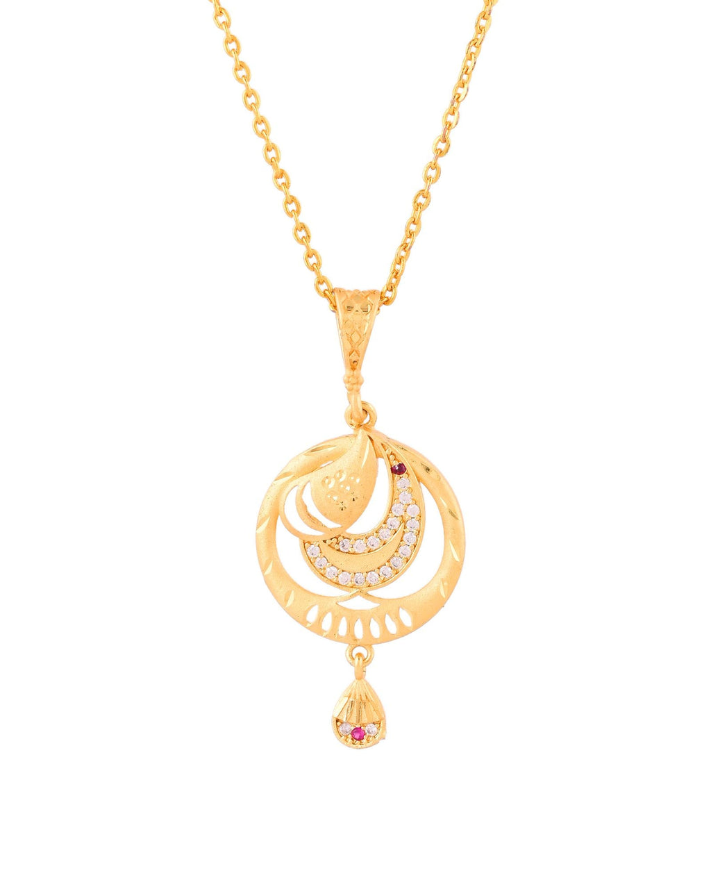 Jewels Nest Gold-Plated Crescent Motif Pendant Necklace Set With Matching Earrings For Women