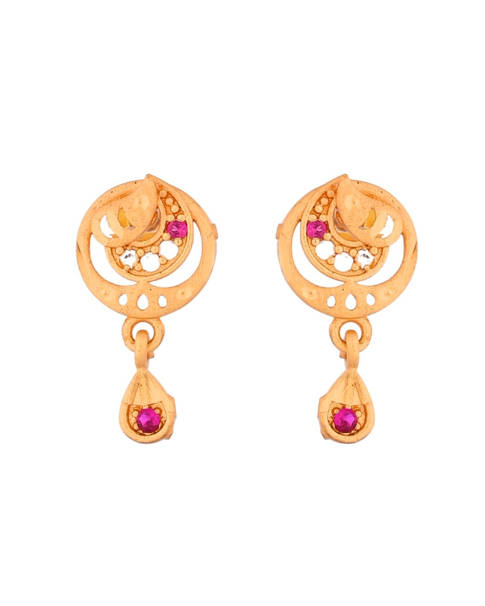 Jewels Nest Gold-Plated Crescent Motif Pendant Necklace Set With Matching Earrings For Women