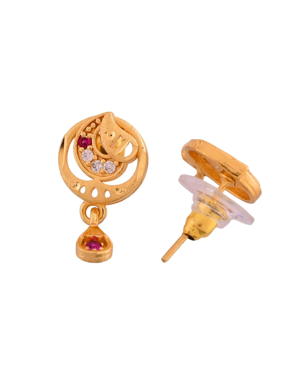 Jewels Nest Gold-Plated Crescent Motif Pendant Necklace Set With Matching Earrings For Women