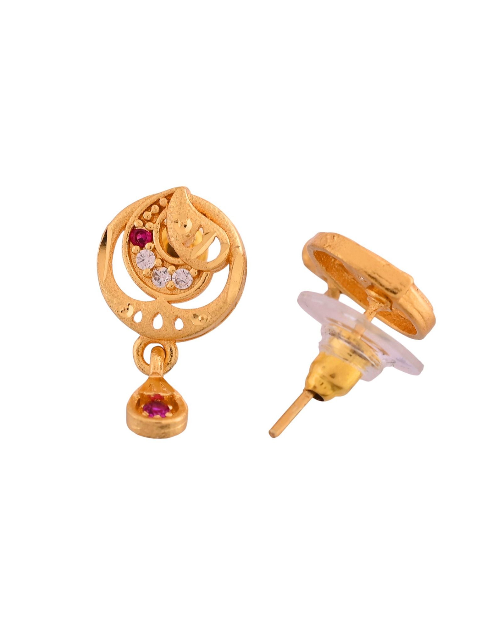 Jewels Nest Gold-Plated Crescent Motif Pendant Necklace Set With Matching Earrings For Women