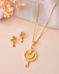 Jewels Nest Gold-Plated Crescent Motif Pendant Necklace Set With Matching Earrings For Women