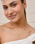 Jewels Nest Gold-Plated Leaf Motif Pendant Necklace For Women