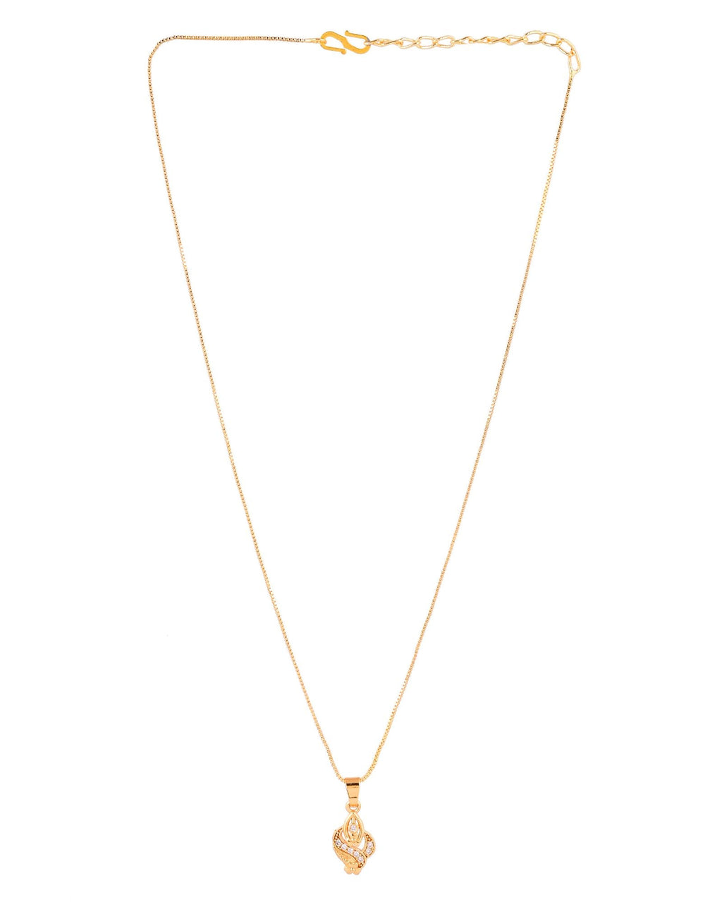 Jewels Nest Gold-Plated Leaf Motif Pendant Necklace For Women