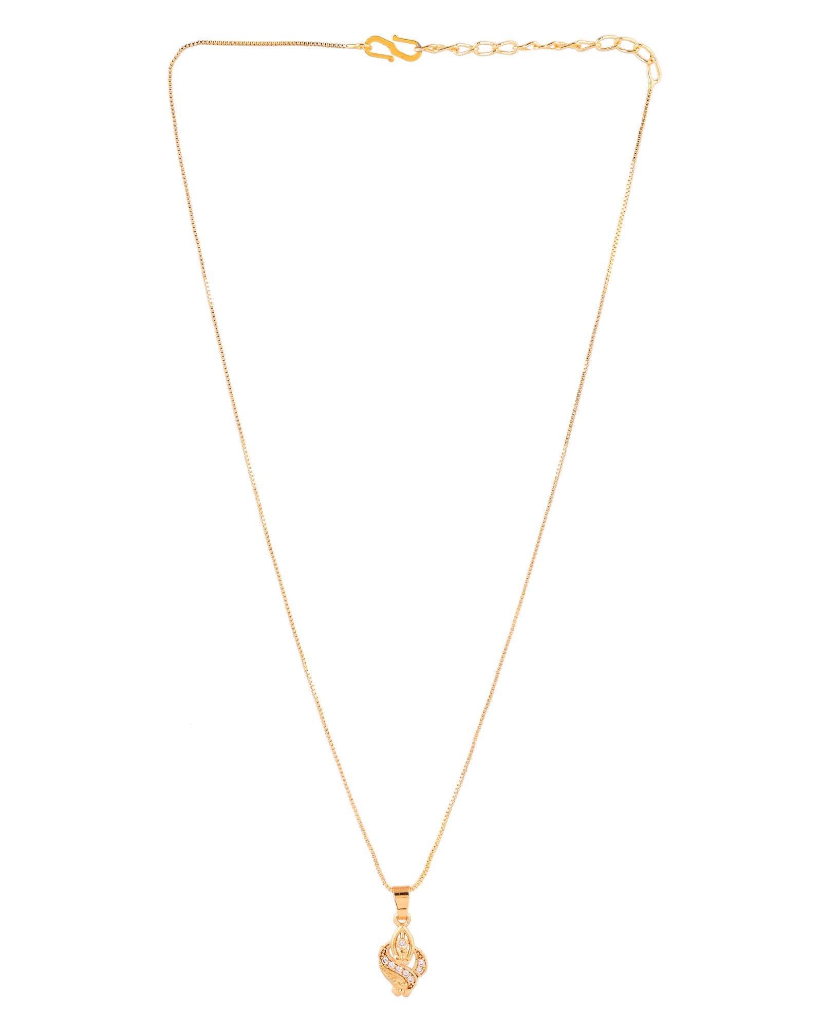 Jewels Nest Gold-Plated Leaf Motif Pendant Necklace For Women