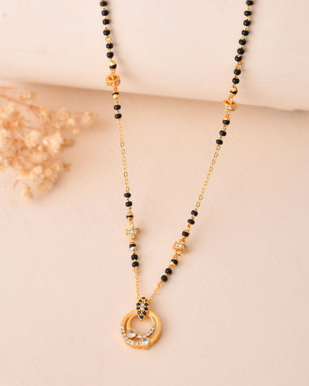 Jewels Nest Gold-Plated Black Beads Mangalsutra Necklace For Women