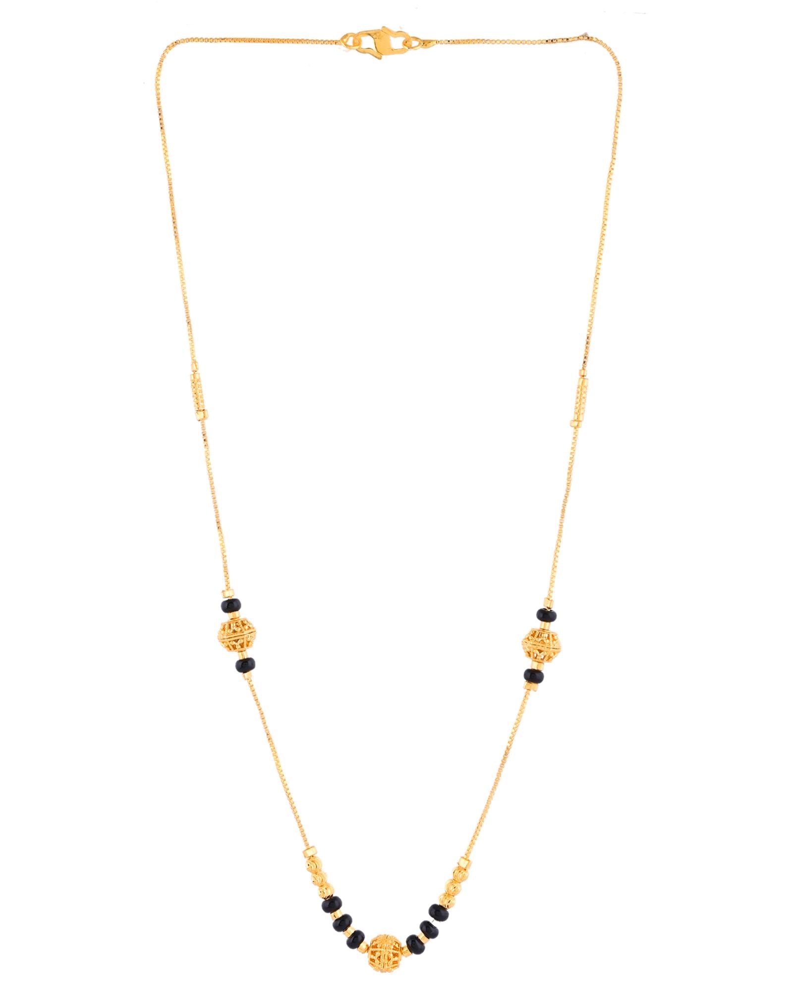 Jewels Nest Elegant Gold-Plated Black Beads Mangalsutra Necklace - Distacart