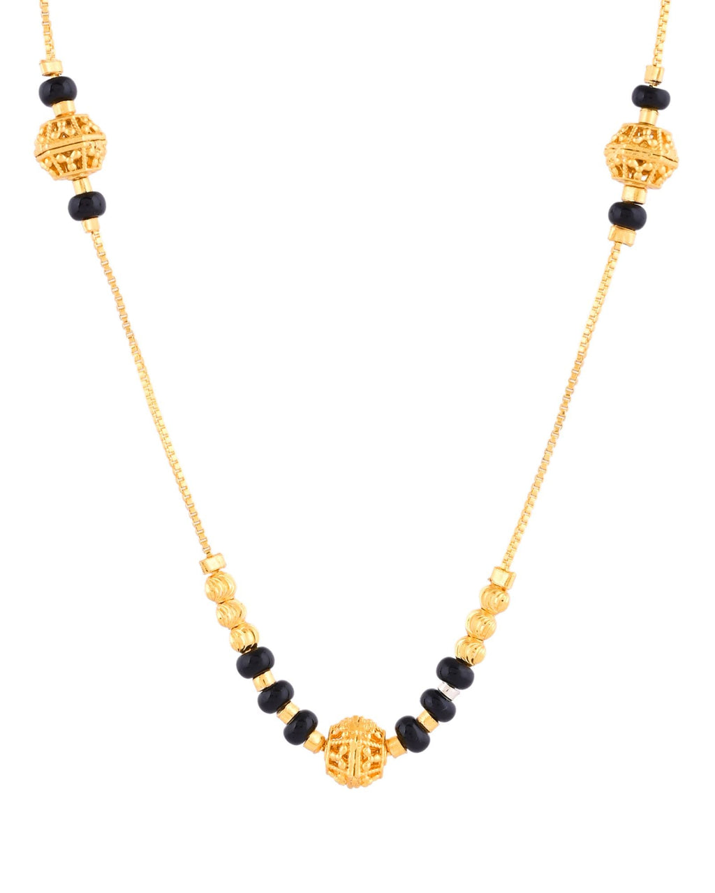 Jewels Nest Elegant Gold-Plated Black Beads Mangalsutra Necklace - Distacart