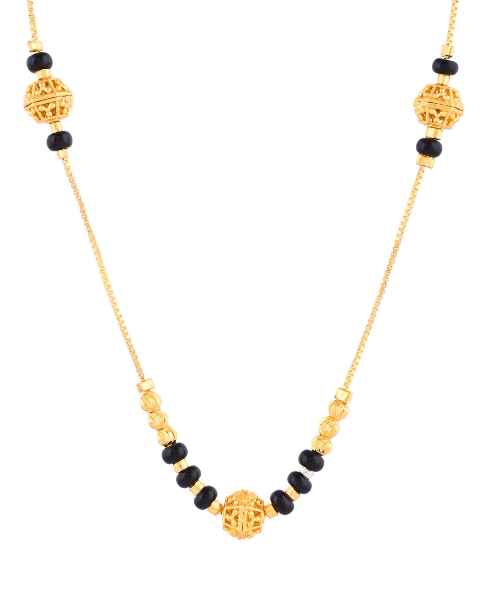 Jewels Nest Elegant Gold-Plated Black Beads Mangalsutra Necklace - Distacart