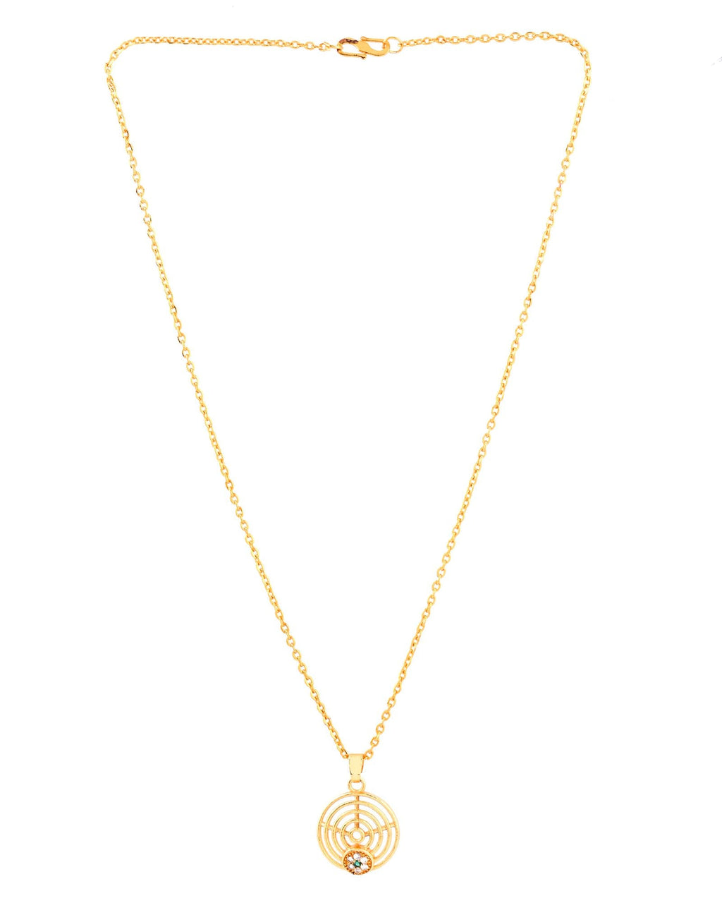 Jewels Nest Minimal Gold-Plated Circular Pendant Necklace For Women