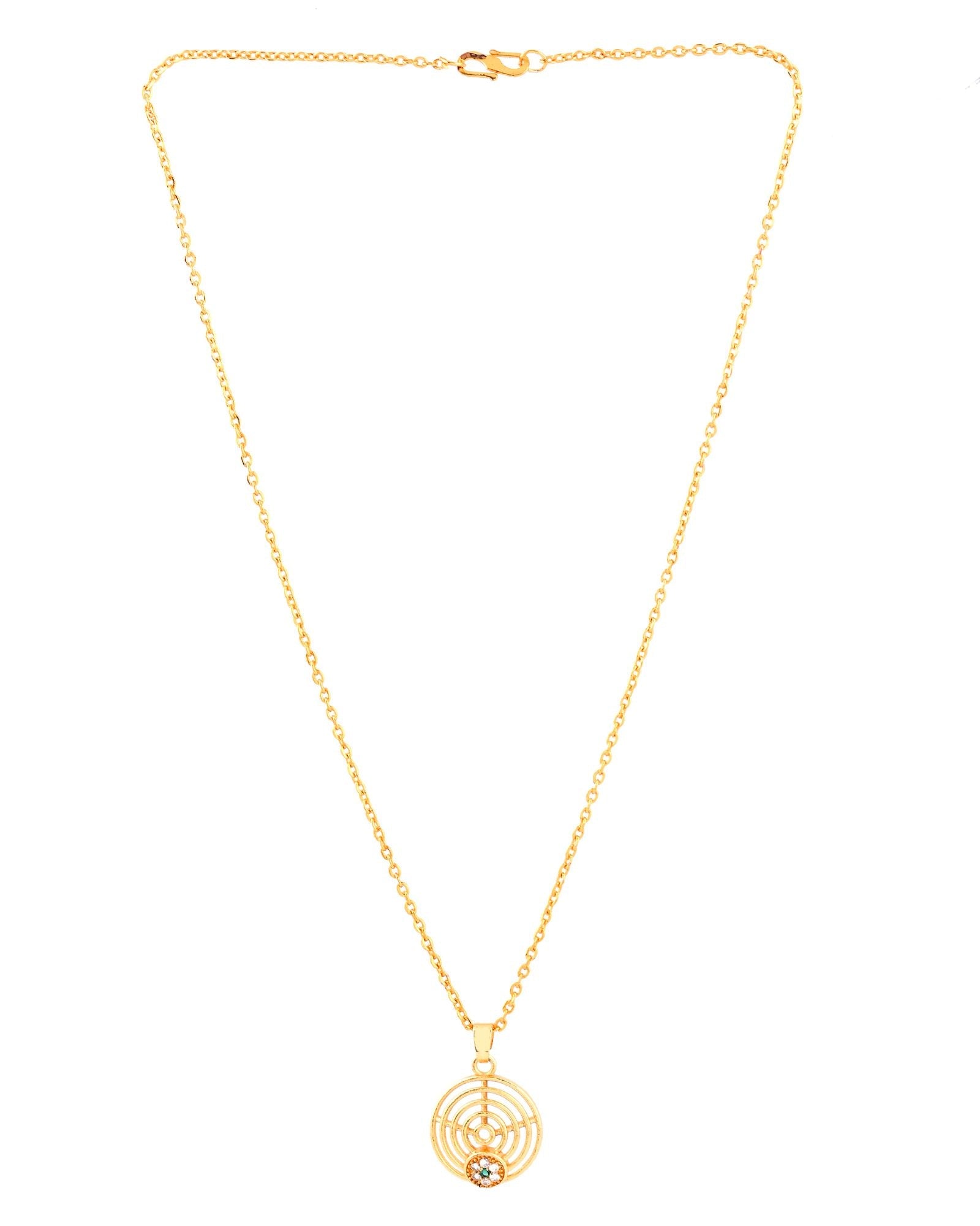 Jewels Nest Minimal Gold-Plated Circular Pendant Necklace For Women